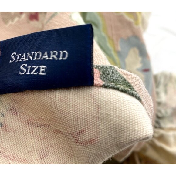 2 Vintage RALPH LAUREN Cynthia Standard Pillow Shams Pink Floral Ruffled Set USA - Picture 5 of 10